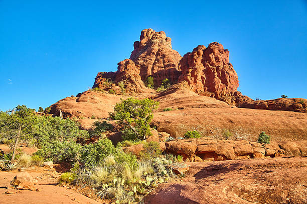 istock Sedona Red Rock Formation and Desert Flora Under Blue Sky 2215051065