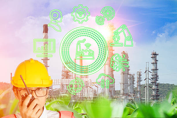 istock green industry eco power for sustainable energy saving environmental friendly low carbon footprint, green factory industry for good environment ozone air low carbon footprint production concept. 2215057017