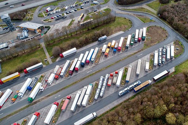 istock Aerial view of a motorway highway rest area 2215071849
