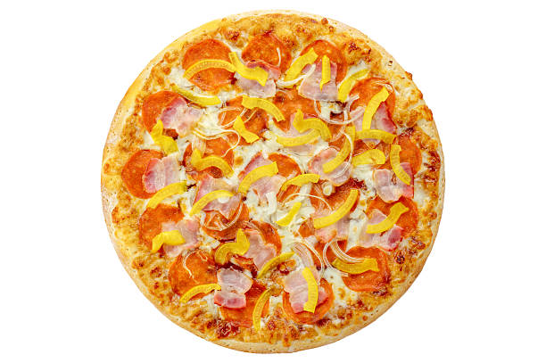 istock pizza on a white background. food for the menu and delivery site 2215073356