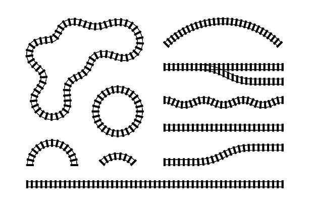 stockillustraties, clipart, cartoons en iconen met railroad elements set - spoorwegvervoer