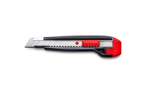 istock Red and Black Utility Knife with an Extendable Blade on White Background 2215077660