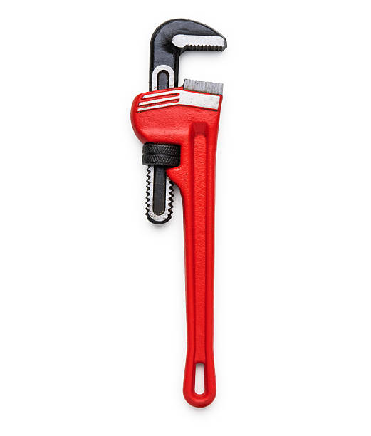istock Red Heavy-Duty Pipe Wrench Isolated on White Background for Plumbing Use 2215077677