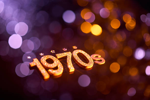 istock Glittery 1970s Text on Colorful Bokeh Background Representing Retro Disco Era Celebration and Vintage Nostalgia 2215078595