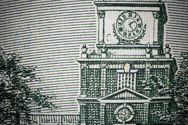 closeup of back side of US 100 dollar banknote for design purpose