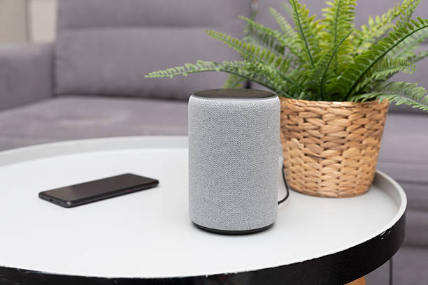 istock Smart speaker device in living room. Smart home. 2215081777