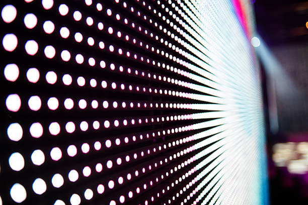 istock Large led projection screens. Colorful abstract background. Light show on the stage. 2215084302