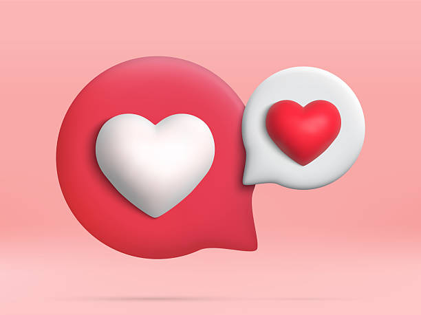 istock 3D icon chat button with red and white heart. Perfect for love themed designs. Realistic and isolated on pink background. vector illustration 2215085495