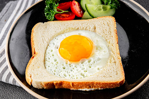 istock Fried gashouse eggs in bread egg in the basket delicious snack breakfast in a bowl fresh delicious gourmet food background on the table rustic food top view copy space 2215085855
