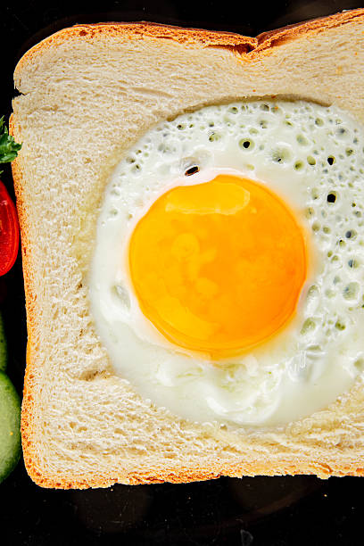 istock Fried gashouse eggs in bread egg in the basket delicious snack breakfast in a bowl fresh delicious gourmet food background on the table rustic food top view copy space 2215085867