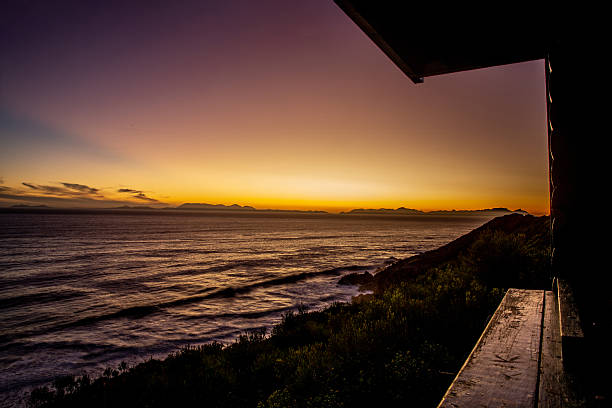 Sunset view from a Shark look-out hut above Kogel bay