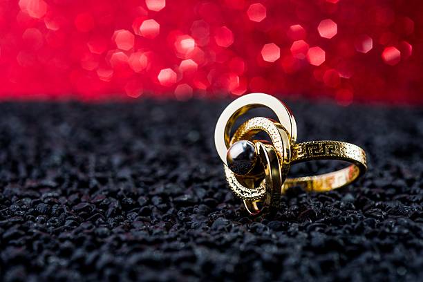 Elegant Gold Ring with Gemstone and Gift Box