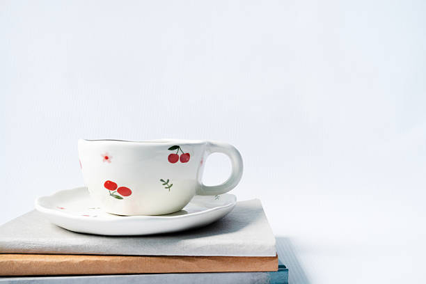 istock Minimalistic tea setup with white cup and saucer. 2215093161