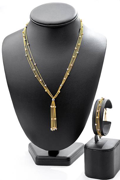 istock Gold Necklace and Bracelet Set on Display 2215099591