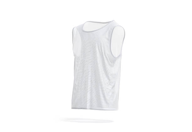 istock Blank white football team practice vest mockup, side view 2215100379