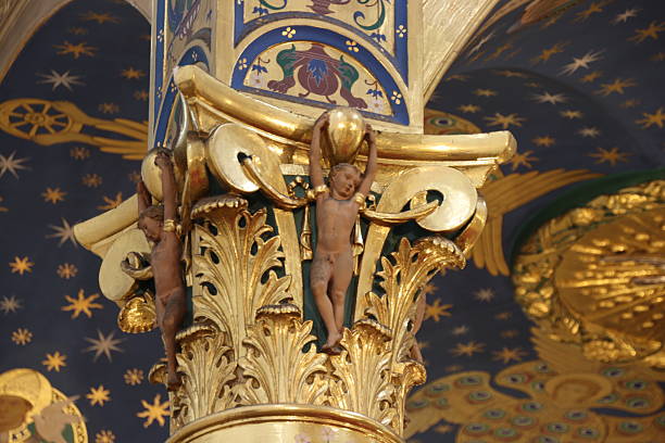 Ornate golden column of altar of St. Andrew's Cathedral Church, Aberdeen, Scotland