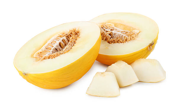 istock Pieces of fresh melon isolated on white 2215124992
