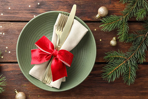 istock Christmas setting and festive decor on wooden table, flat lay 2215128057