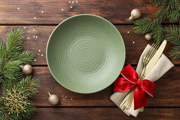 istock Christmas setting and festive decor on wooden table, flat lay 2215128150