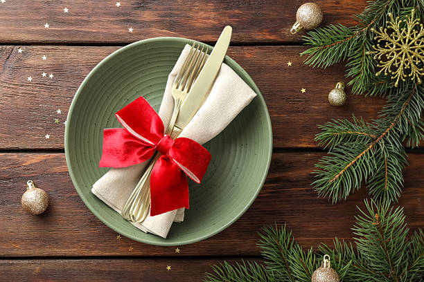 istock Christmas setting and festive decor on wooden table, flat lay 2215128253