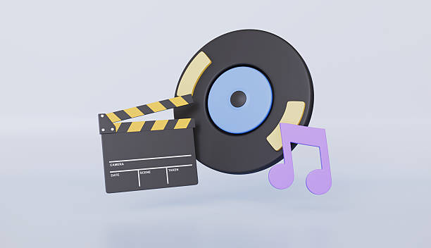 Multimedia record with music note, mic record for music singing, song and melody icon concept