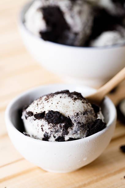 istock Cookies and cream ice cream in a white bowl. 2215140462