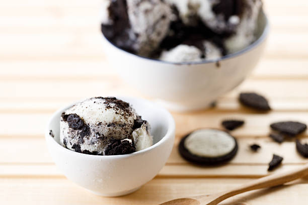 istock Cookies and cream ice cream in a white bowl. 2215140468