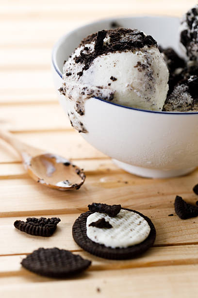 istock Cookies and cream ice cream in a white bowl. 2215140480