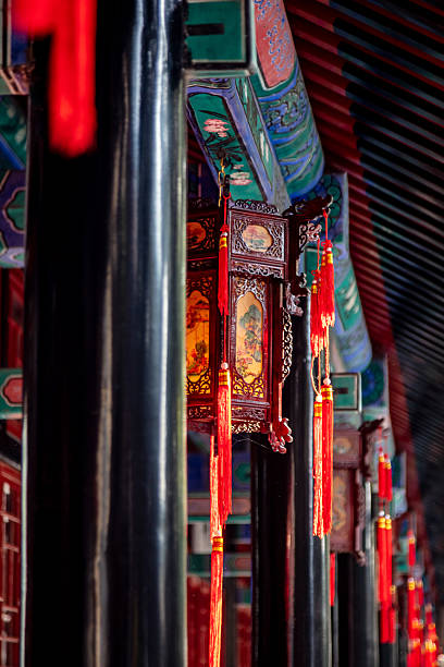 istock Chinese classical building corridor with hanging lanterns 2215140965