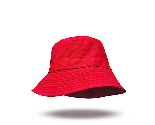 istock Red bucket hat isolated on white background. 2215151139