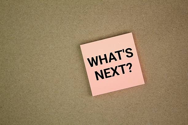 istock colored paper with the question word What's Next? next step concept. 2215151571