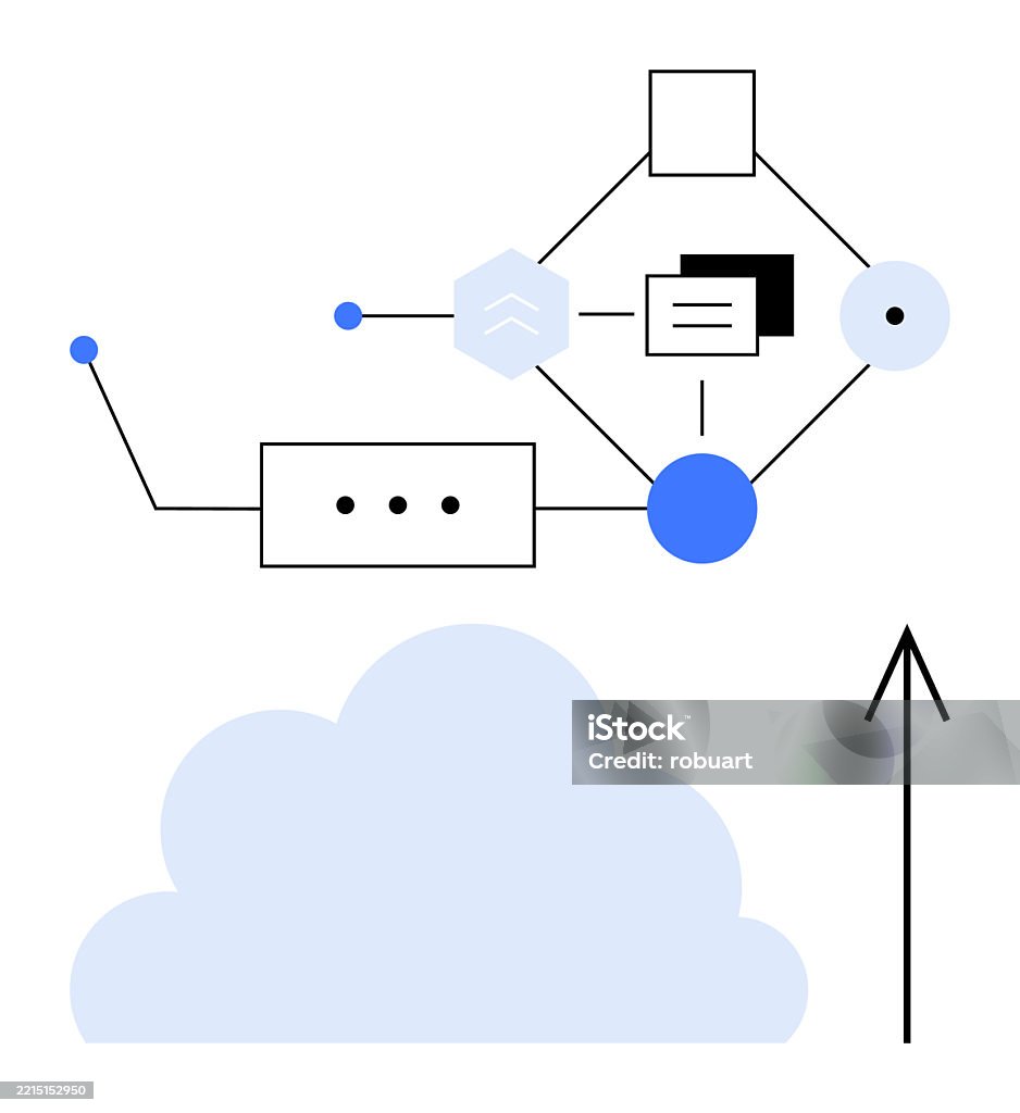 Data Flow Cloud Graph Cloud Computing Diagram With Data Flow And Connectivity Represented By ...