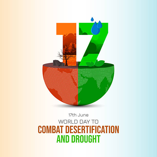 istock World Day to Combat Desertification and Drought - Two parts are the dry and hot tree scene and the refreshing tree scene vector design 2215155103