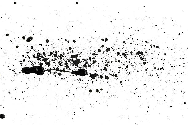Ink drops. Black and white grunge hand drawn watercolor texture. Abstract background