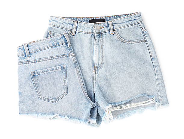 istock Stylish light blue denim shorts isolated on white, top view 2215169978