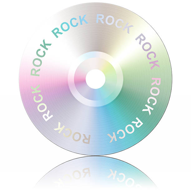 Rock. Music genres. Isolated CD, with reflection, on white background