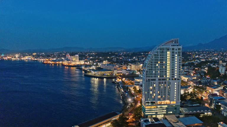 Aerial Shot of Manado City skyline,Sulawesi Utara,Sulawesi Island,Indonesia.Celebes.
