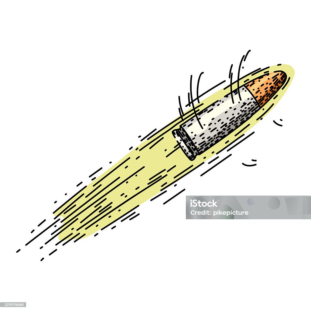 Bullet Speed Graphics Velocity Bullet Flying Sketch Hand Drawn Vector Stock Illustration ...