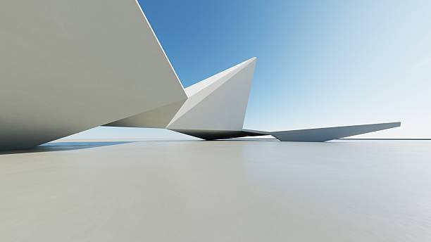 istock 3d render of abstract modern geometry architecture with empty cement floor, minimal exterior, car presentation background 2215178489