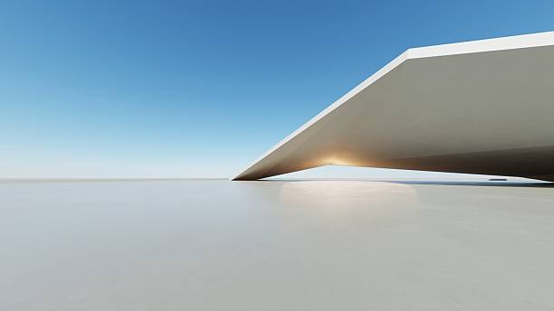 istock 3d render of abstract modern geometry architecture with empty cement floor, minimal exterior, car presentation background 2215178491