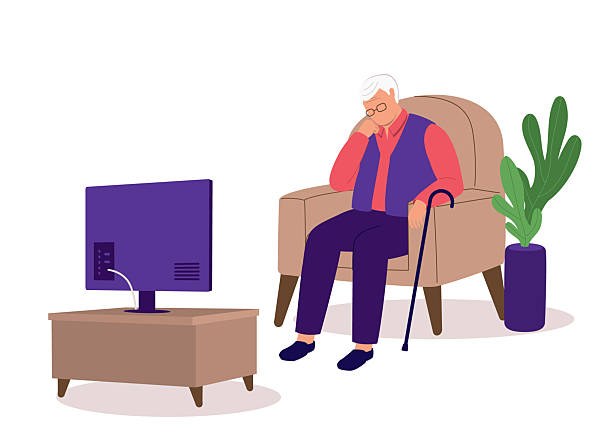 40+ Bored People Watching Tv Stock Illustrations, Royalty-Free
