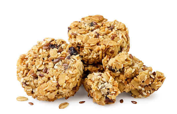 istock Granola cookies and pieces on a white background. Isolated 2215185744