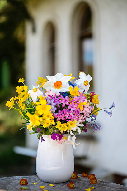 Beautiful Wild spring flowers bouquet  in vase