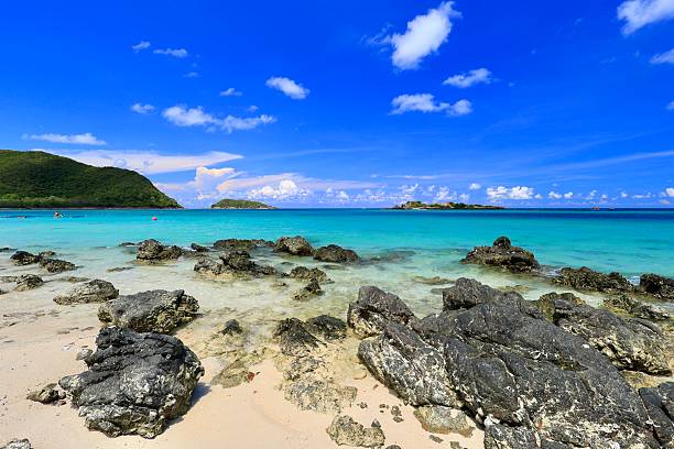 istock Beautiful Beach with Turquoise Color Water and Blue Sky 2215199059