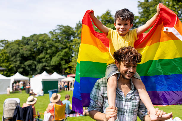 istock Father and Son at Pride Event 2215209564