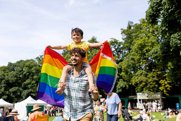 Father and Son Enjoying Pride Festivities