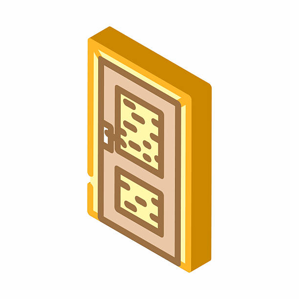 door wood frame house isometric icon vector illustration door wood frame house isometric icon vector. door wood frame house sign. isolated symbol illustration roof cladding stock illustrations