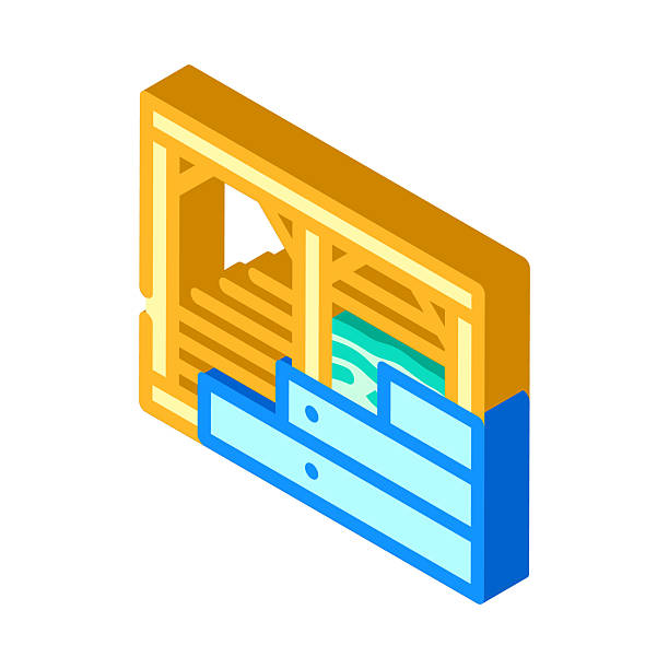 building frame walls wood frame house isometric icon vector illustration building frame walls wood frame house isometric icon vector. building frame walls wood frame house sign. isolated symbol illustration roof cladding stock illustrations