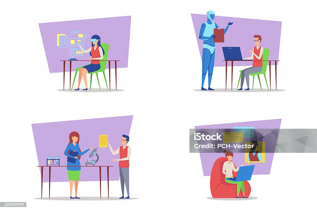 Learn With Modern Classroom Activities With Diverse Learning Methods Stock ...