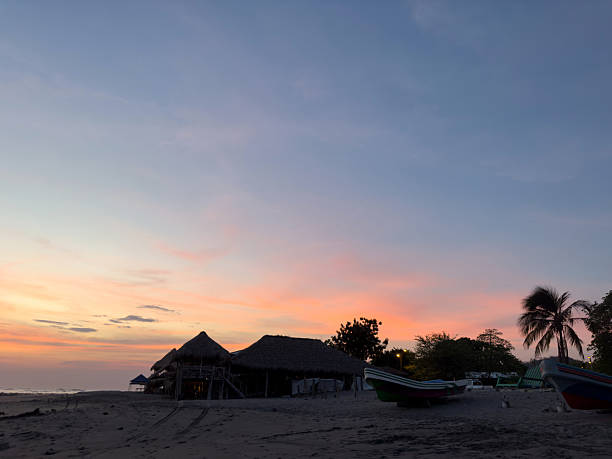 istock Topical beach landscape with bungalow 2215221031